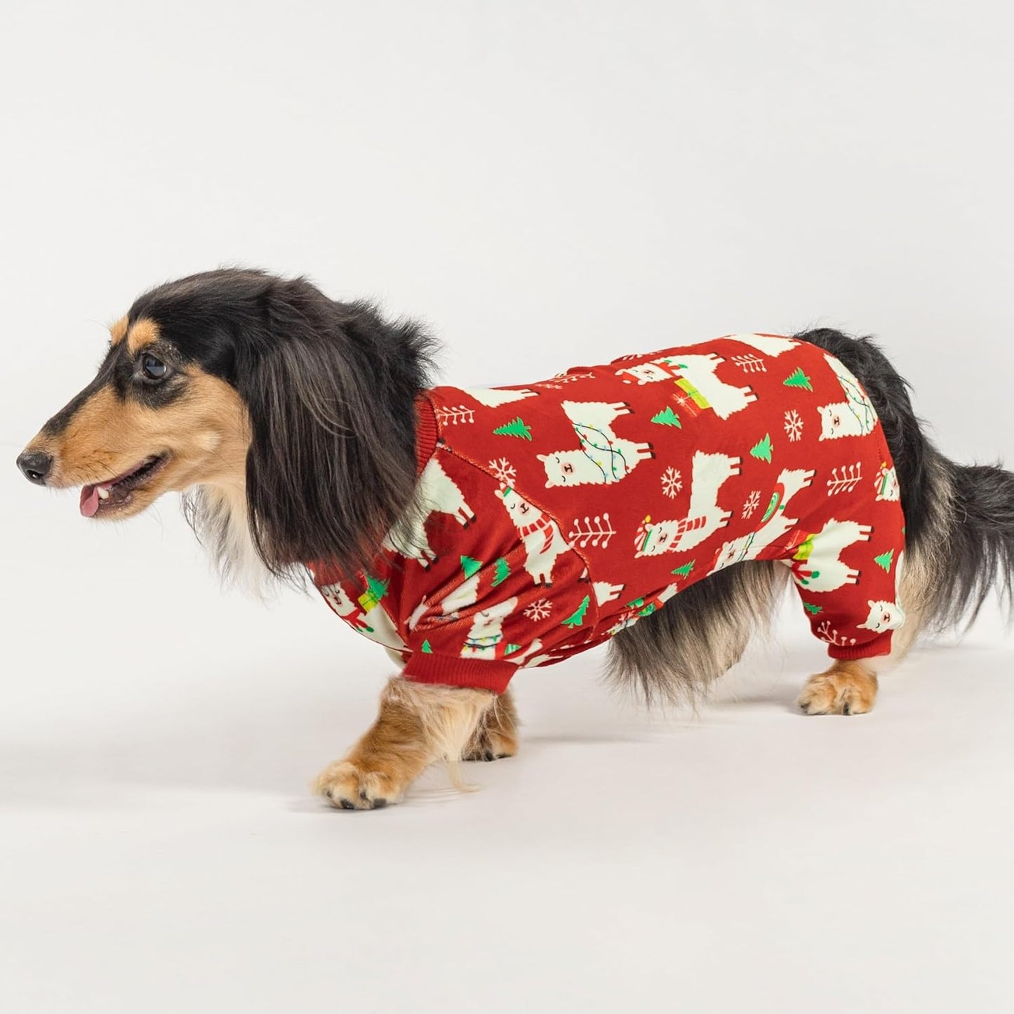 Fitwarm Christmas Alpaca Dog Pajamas, Christmas Clothes for Small Dogs Boy Girl, Holiday Pet Outfit, Red, Green, White, Large
