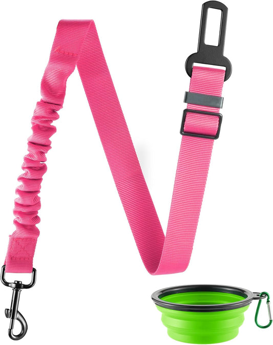 LivTee Dog Seat Belt for Car, Retractable Pet Safety Harness, Adjustable Nylon Dog Seatbelt Leash, Comfortable Dog Accessories for Vehicles (Pink-1PCS)