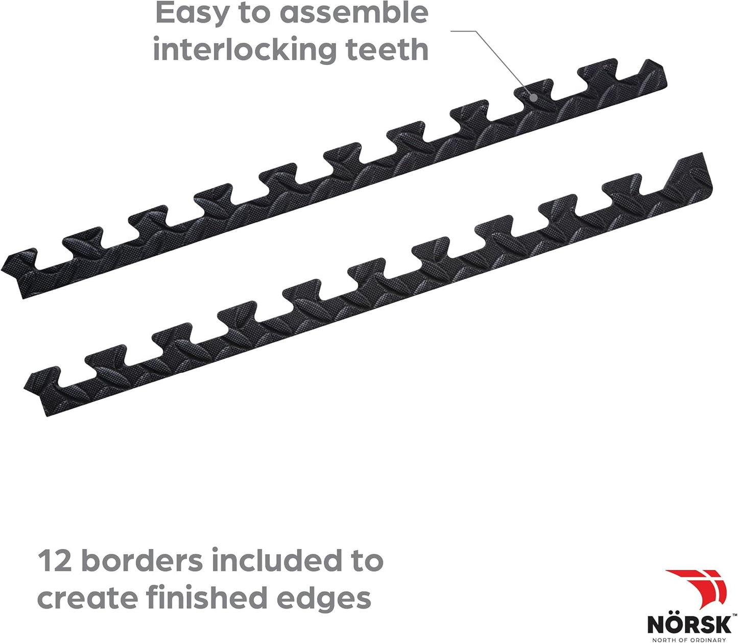 Norsk Foam Floor Gym Mats with Interlocking Tiles, .47" Thick, 24"x24",6-Pack, 24 Square Feet, Diamond Plate Design, Black