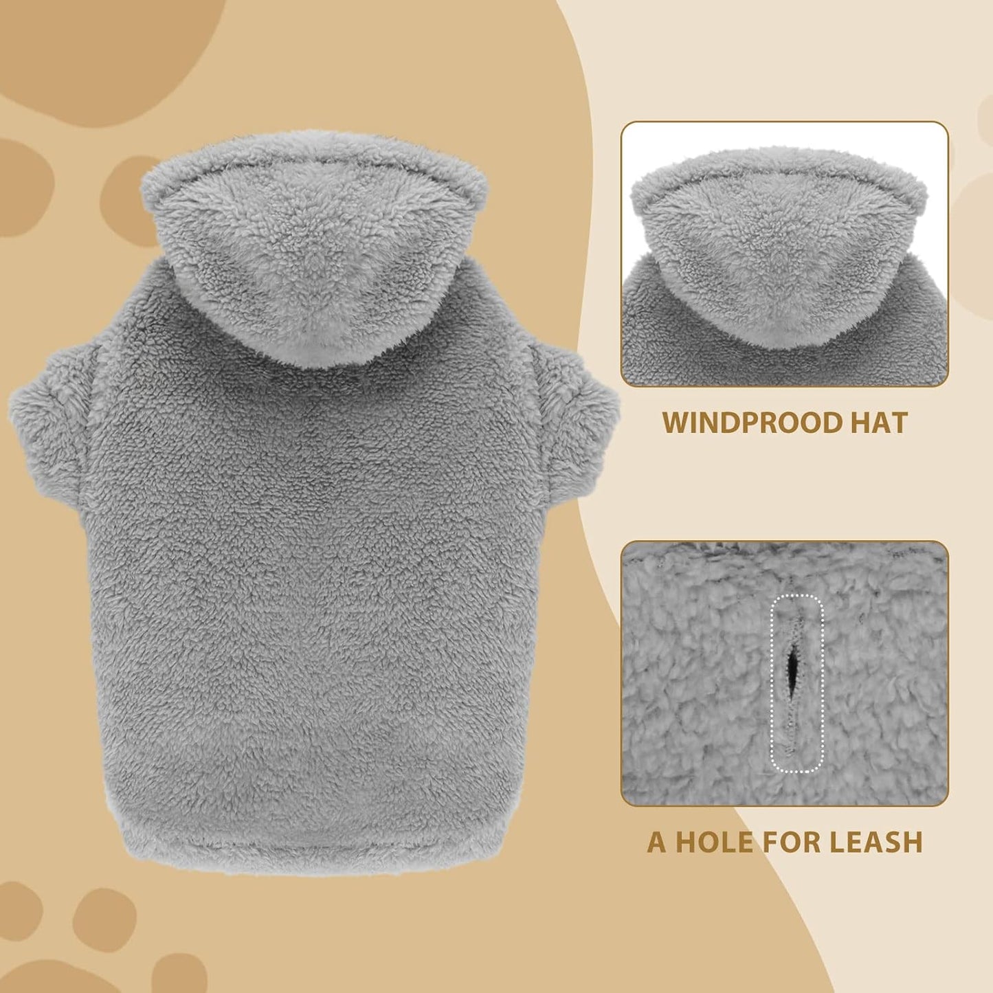 Fuzzy Dog Sweaters for Large Dogs Pet Hoodie Clothes Warm Soft Pet Coats Hooded Sweatshirt Dog Sweaters for Extra Large Dogs(Grey-XL)