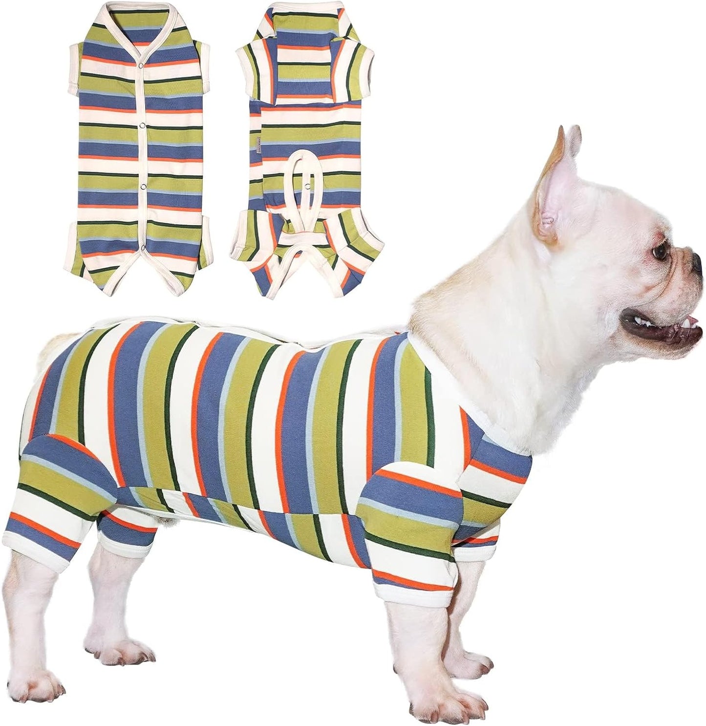 TONY HOBY Dog Pajamas, Dog Jumpsuit, Colorful Dogs Shirt, Dogs Surgery Recovery Suit for Small Medium Breeds (Blue&White, Boy, L)