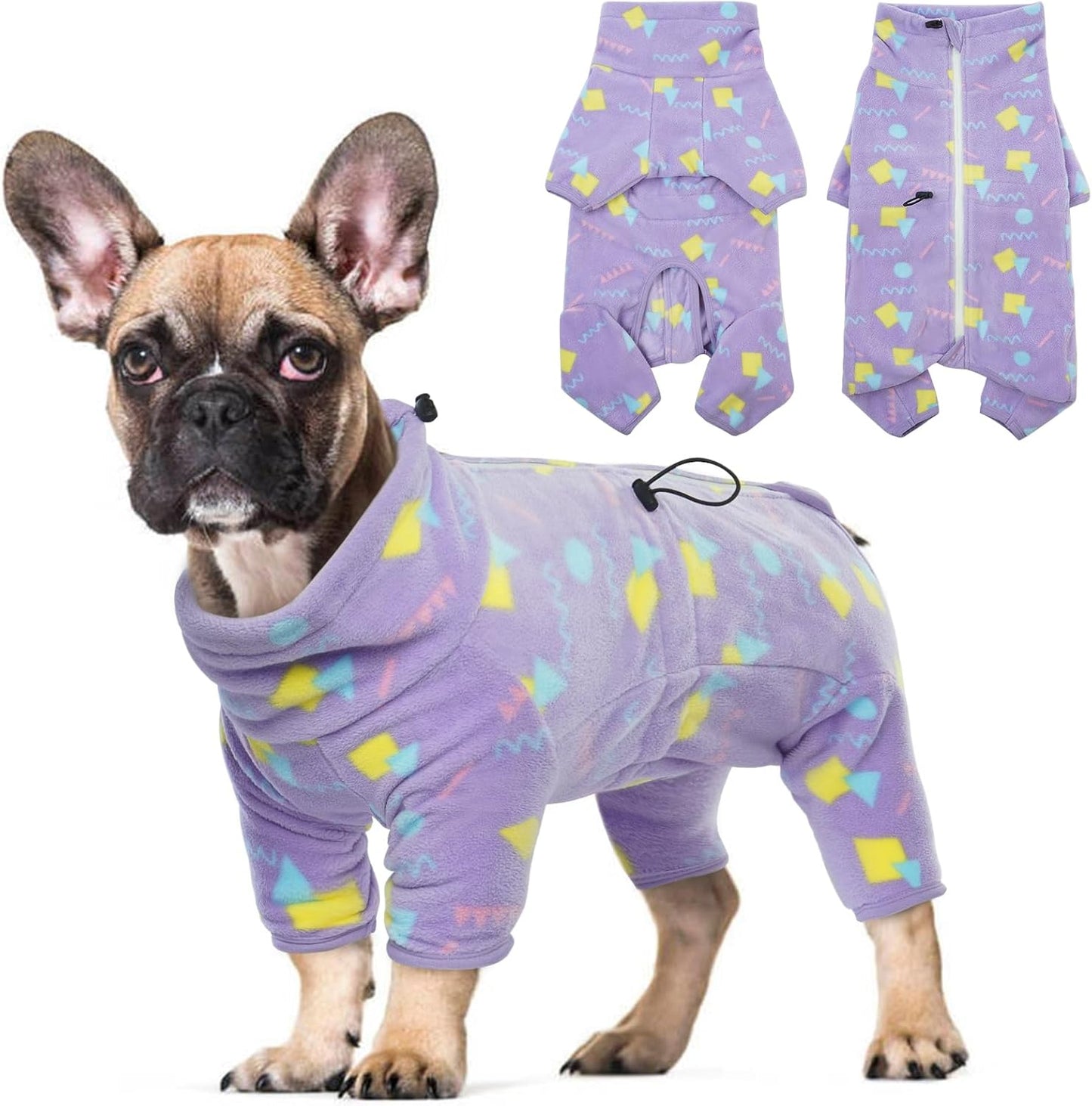 ROZKITCH Dog Pajamas Warm Coat, Pet Windproof Warm Cold Weather Jacket Vest with Luminous Zipper, Jumpsuit Apparel Outfit Clothes for Small Medium Large Dog Geometry S