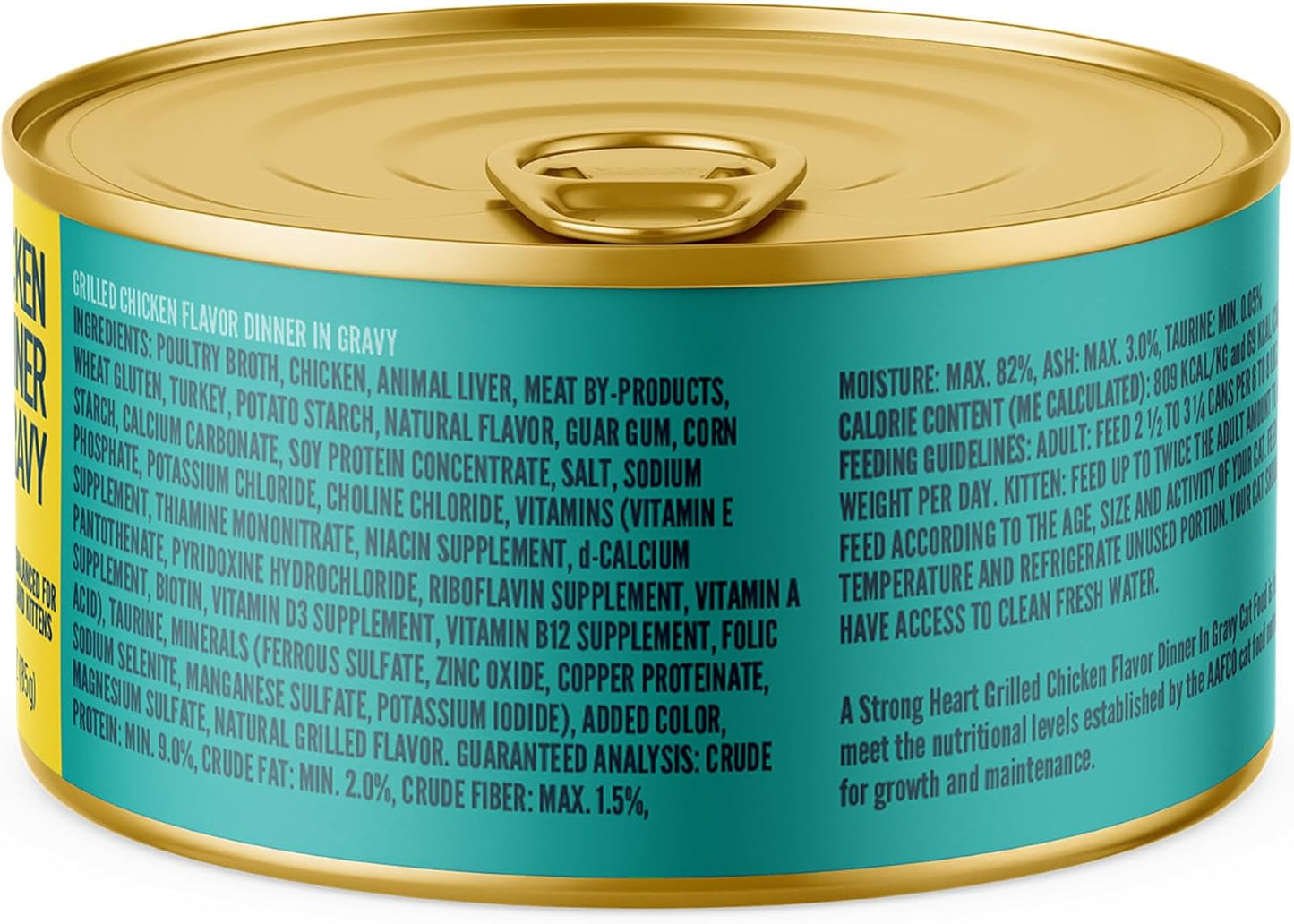 A Strong Heart Canned Wet Cat Food, Grilled Chicken Flavor in Gravy - 3 oz Cans (Pack of 24), Made in The USA with Pieces of Real Grilled Chicken