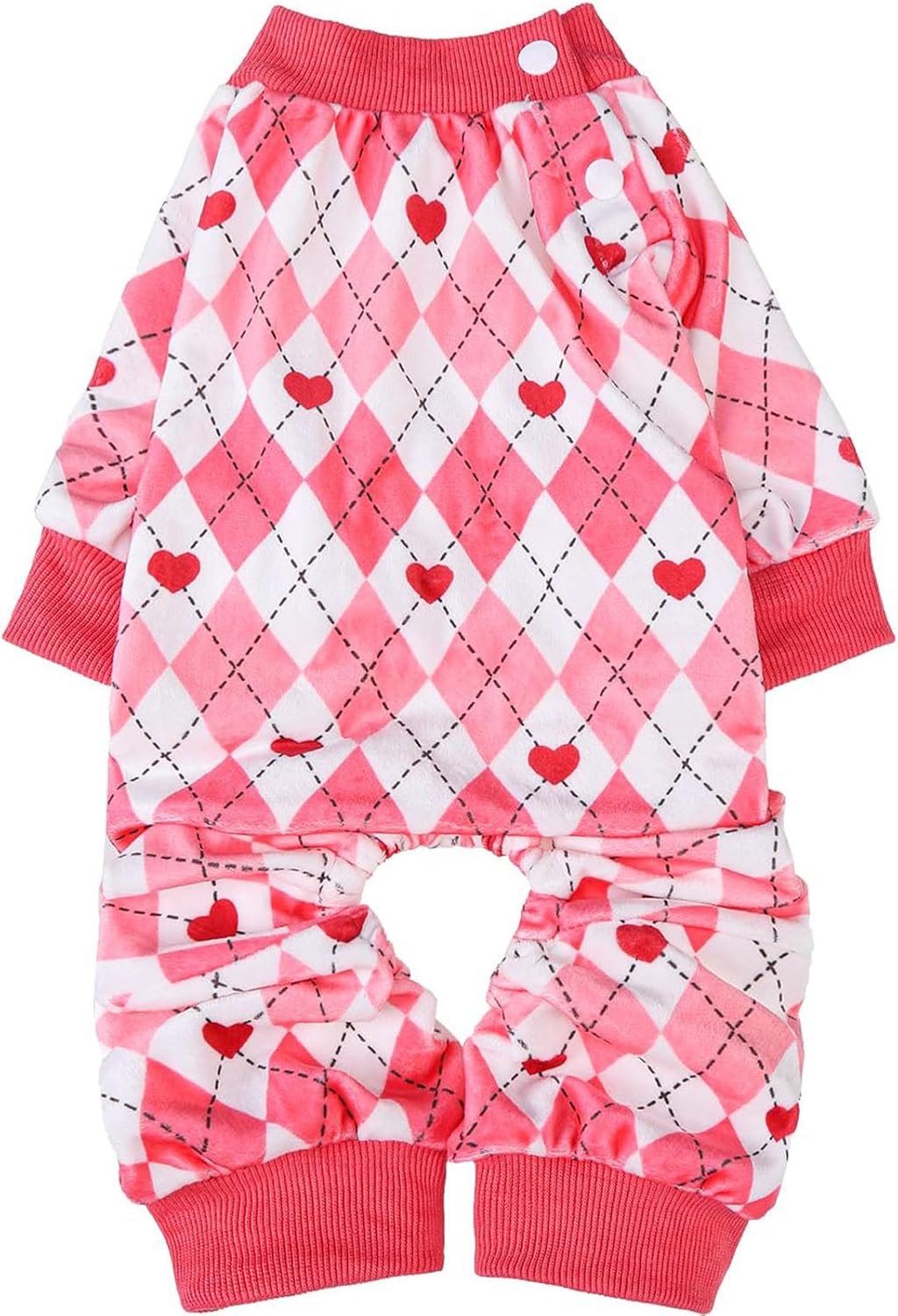 BEAUTYZOO Dog Pajamas Medium Sized Dog, Summer Doggie Pajamas for Boy Girl, Soft Strechy Cotton Puppy Pjs Jammies Onesies for Men Women, Pet Jumpsuit Body Suit Cat Apparel Clothes, Pink Heart M