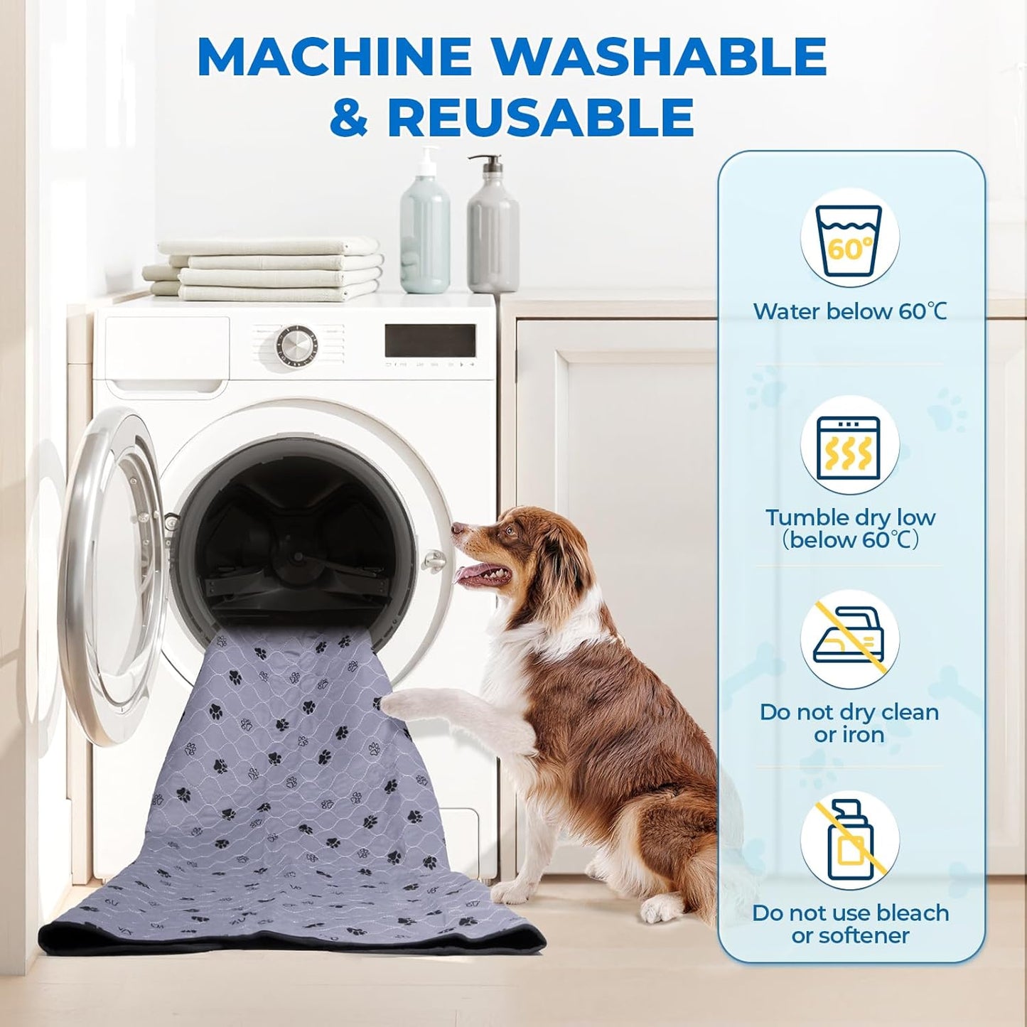 Fostanfly Reusable Puppy Pads, 2 Pack 18"x 24" Washable Pee Pads for Dogs, Absorbent and Leakproof Wee Wee Mat, Waterproof Non Slip Training Mats for Potty, Crate, Playpen, Bed, Sofa