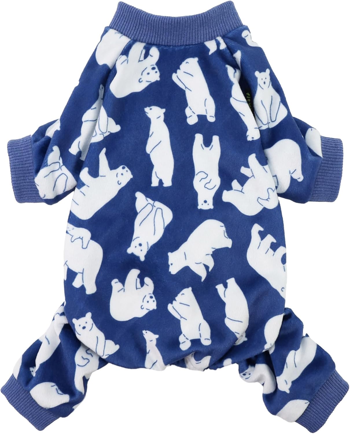 Fitwarm Polar Bear Dog Pajamas, Dog Clothes for Small Dogs Girl Boy, Pet Onesie with Feet, Cat Outfit, Lightweight Velvet, Royal Blue, White, Small