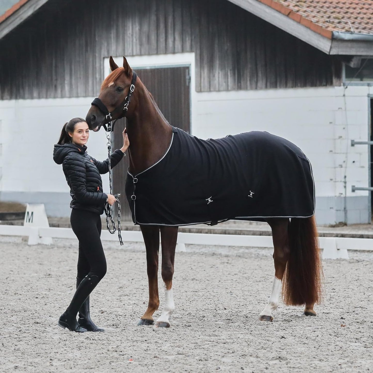 HORZE Kiel Adjustable Horse Halter with Fleece Padding - Black - Pony