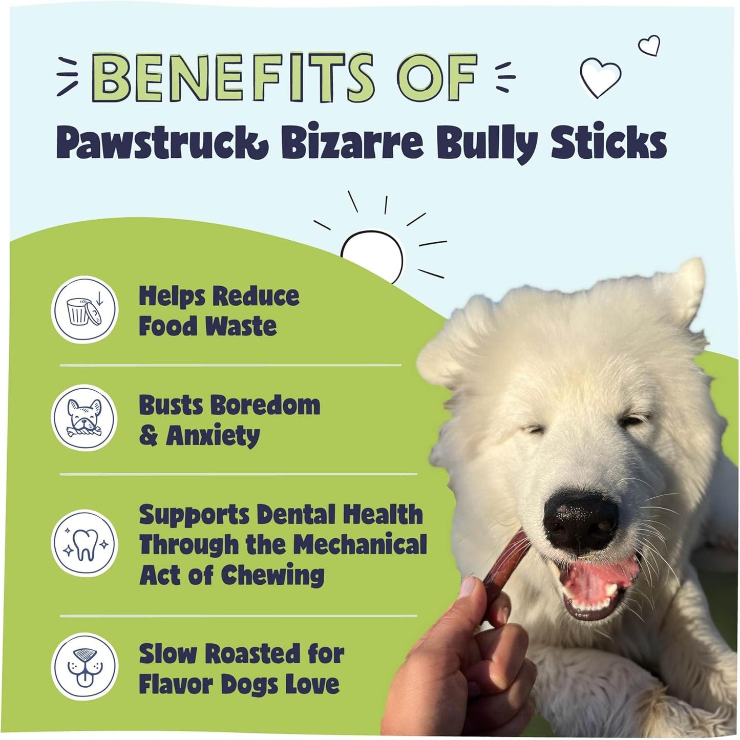 Pawstruck Natural Bizarre Bully Sticks Bargain Bag for Dogs and Puppies – Variety Pack of 5–7" Long-Lasting, Eco-Conscious Beef Chew Treats – 8 oz Bag – Packaging May Vary