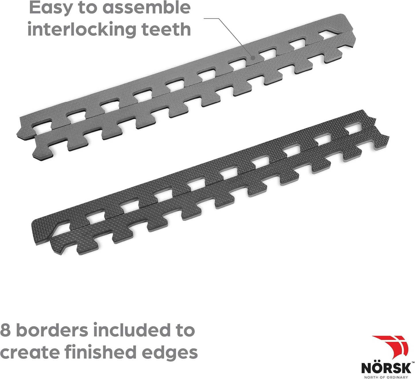 Norsk Multi-Purpose Reversible Floor Mats - EVA Interlocking Foam Tiles (Gray/Black 40 Tiles - 160 sq. Ft. 1/2" Thick)