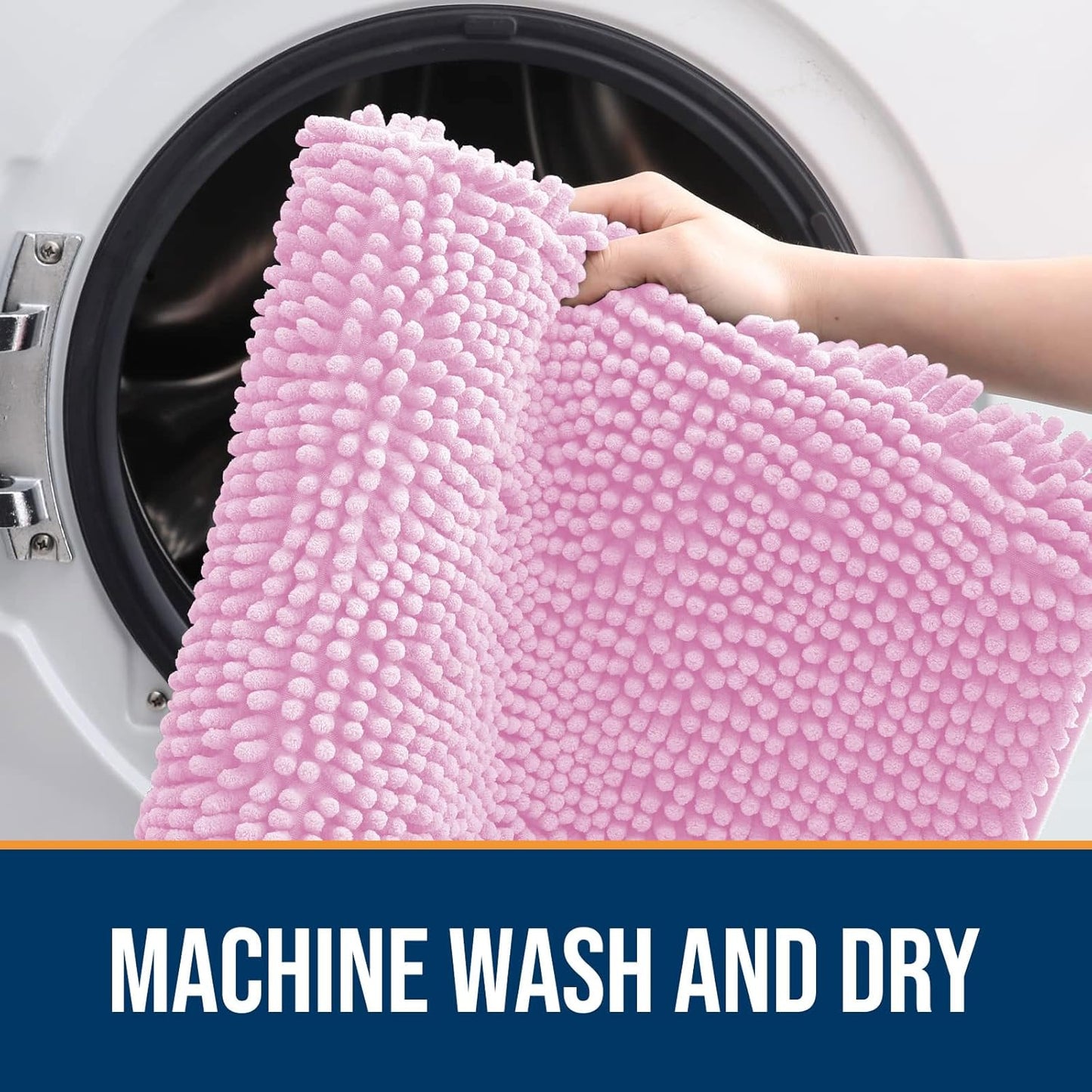 OLANLY Dog Door Mat for Muddy Paws 30x20, Absorbs Moisture and Dirt, Absorbent Non-Slip Washable Doormat, Quick Dry Chenille Mud Mat for Dogs, Entry Indoor Entryway Carpet for Inside Floor, Pink