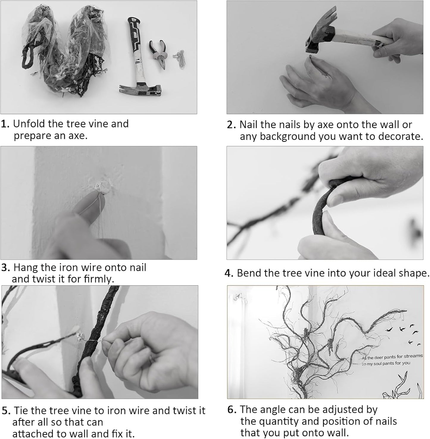 118" Flexible Large Artificial Fake Reptile Plants Tree Branches Twigs Cherry Blossom Liana Wall Hanging Wreath Trunk Stick Vines Garland Wedding Garden X'Mas Halloween Jungle Decoration