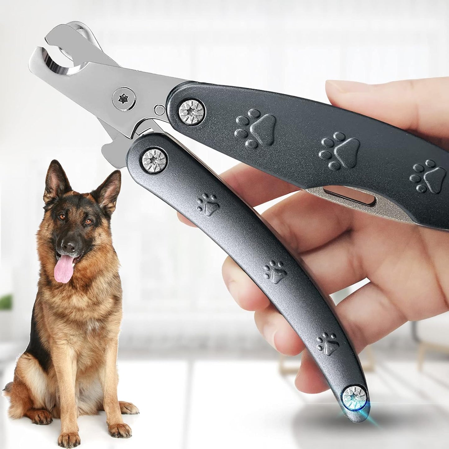 Best Dog Nail Trimmers for Anxiety Sensitive Dogs, Quiet Sharpest Smoothest Nail Clippers for Large Dog Medium Small, Professional Stainless Steel with Nail File & Comb, Left-Handed Friendly