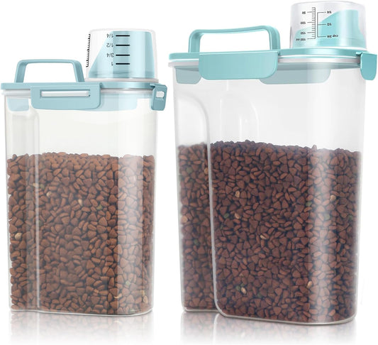 TBMax Dog Food Storage Containers 2 Pack 8 to10 Lbs, Airtight Pet Food Container Dispenser with Large Spout & Portable Handle, Travel Dog Treat Cat Food Storage Bin Bird Seed Container