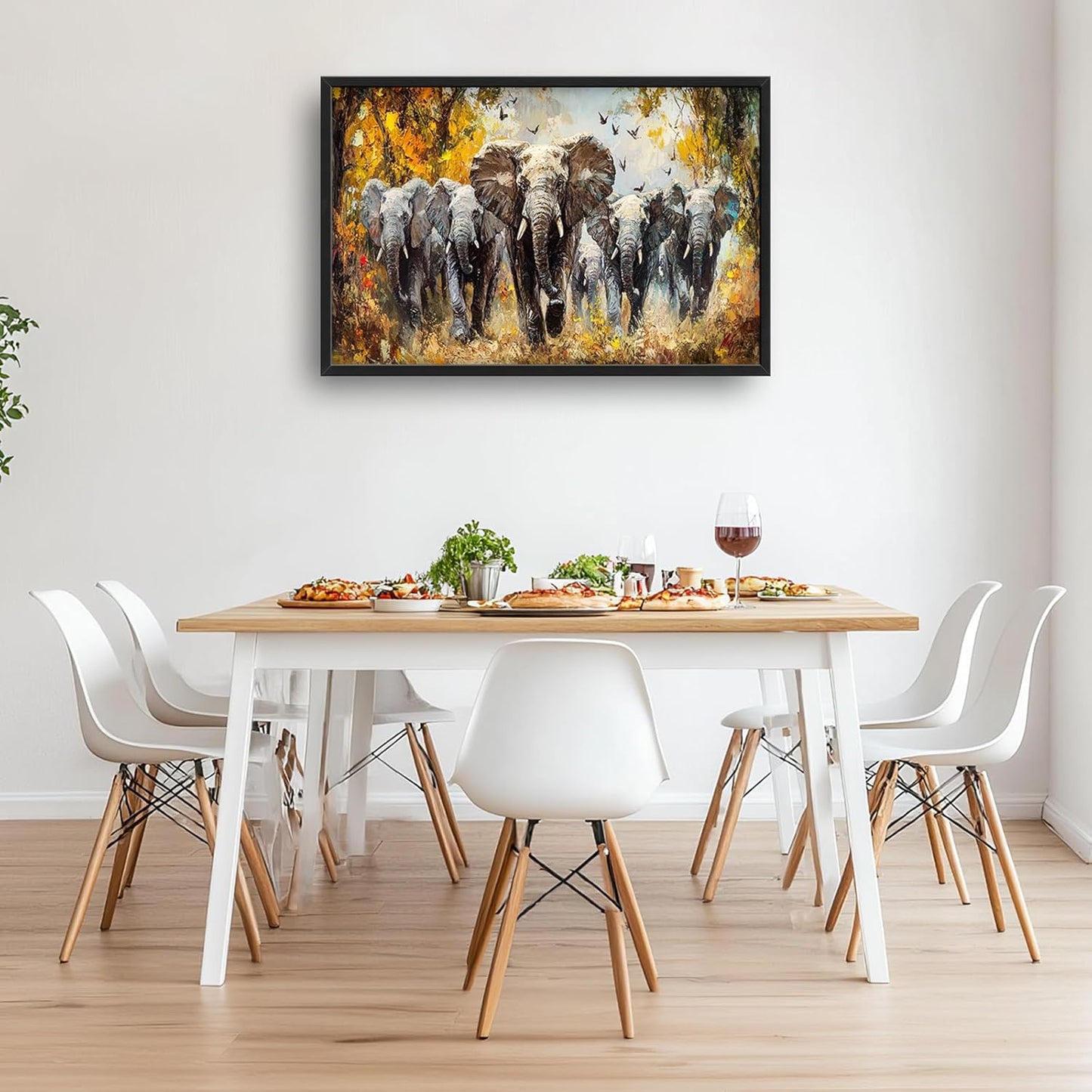 Extra Large Elephant Framed Wall Art for Living Room,Oversized Elephants Wild Animal Pictures Wall Decor,Forest Landscape Canvas Print Painting Modern Artwork Bedroom Office Bathroom 36L" x 24W"