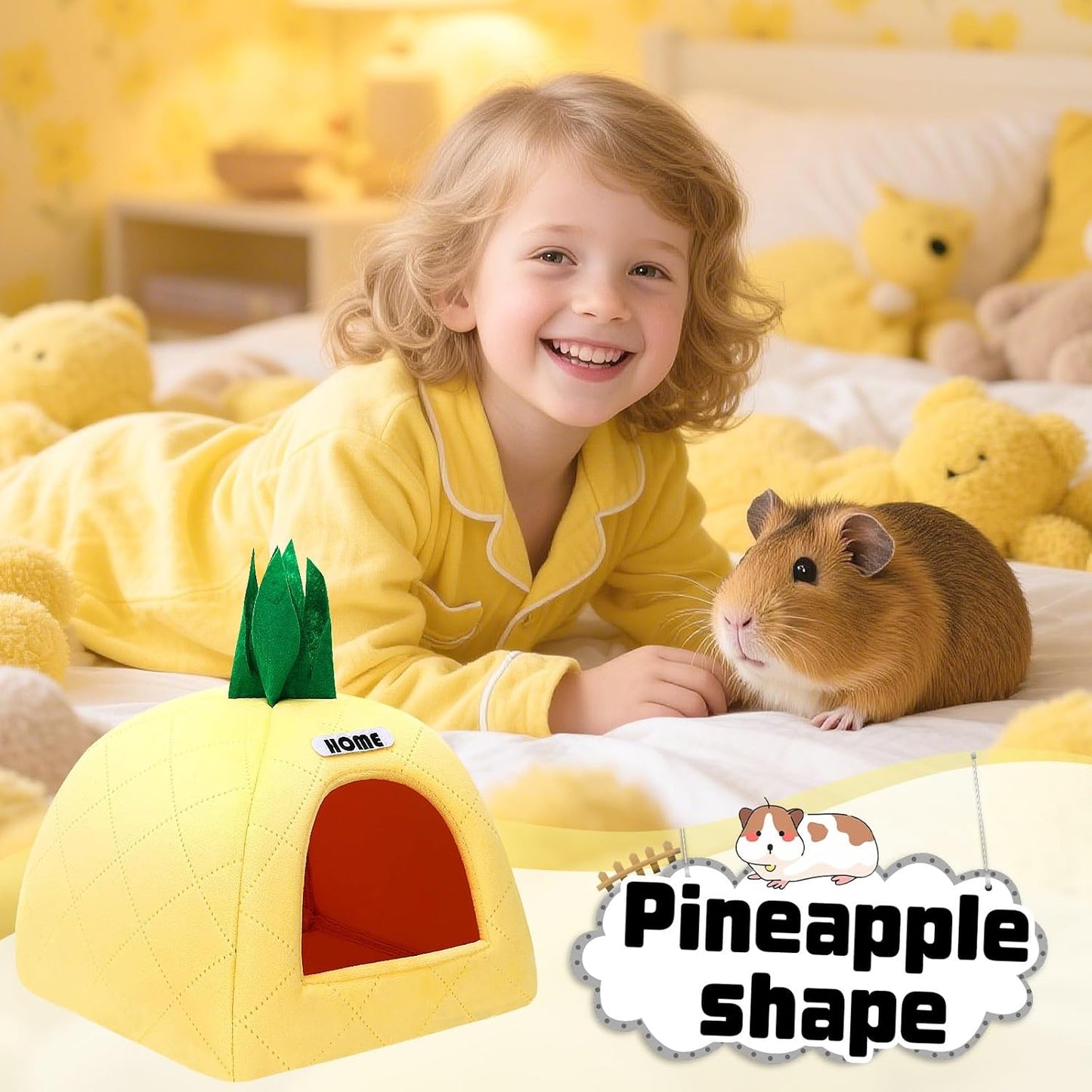 UPINS Guinea Pig Hideout,Guinea Pig Bed Washable Small Animal House Cage Accessories for Chinchillas Hamsters Hedgehogs Ferrets Bearded Dragons and Rats