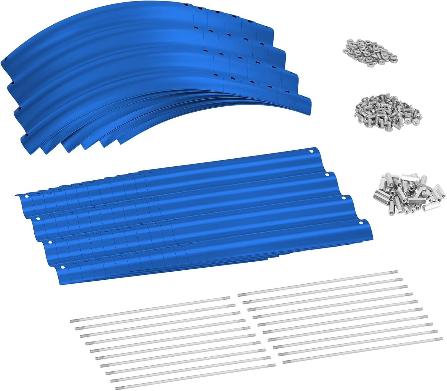 Land Guard 8×2×1ft Galvanized Raised Garden Bed Kit, 108 Gallon Capacity Raised Garden Boxes Outdoor, Oval Metal Raised Garden Beds for Vegetables, Blue(with 10 Connecting rods)