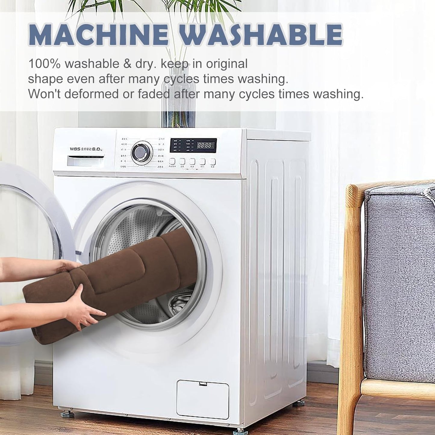 JoicyCo Soft Dog Crate Bed Pad Mat, 48 in Non-Slip Bottom Washable for Extra Large Dogs, Pet Mattress Kennel Pad, Dark Brown