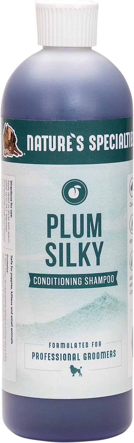 Nature's Specialties Plum Silky Ultra Concentrated Dog Shampoo Conditioner, Makes up to 3 Gallons, Natural Choice for Professional Pet Groomers, Silk Proteins, Made in USA, 16oz