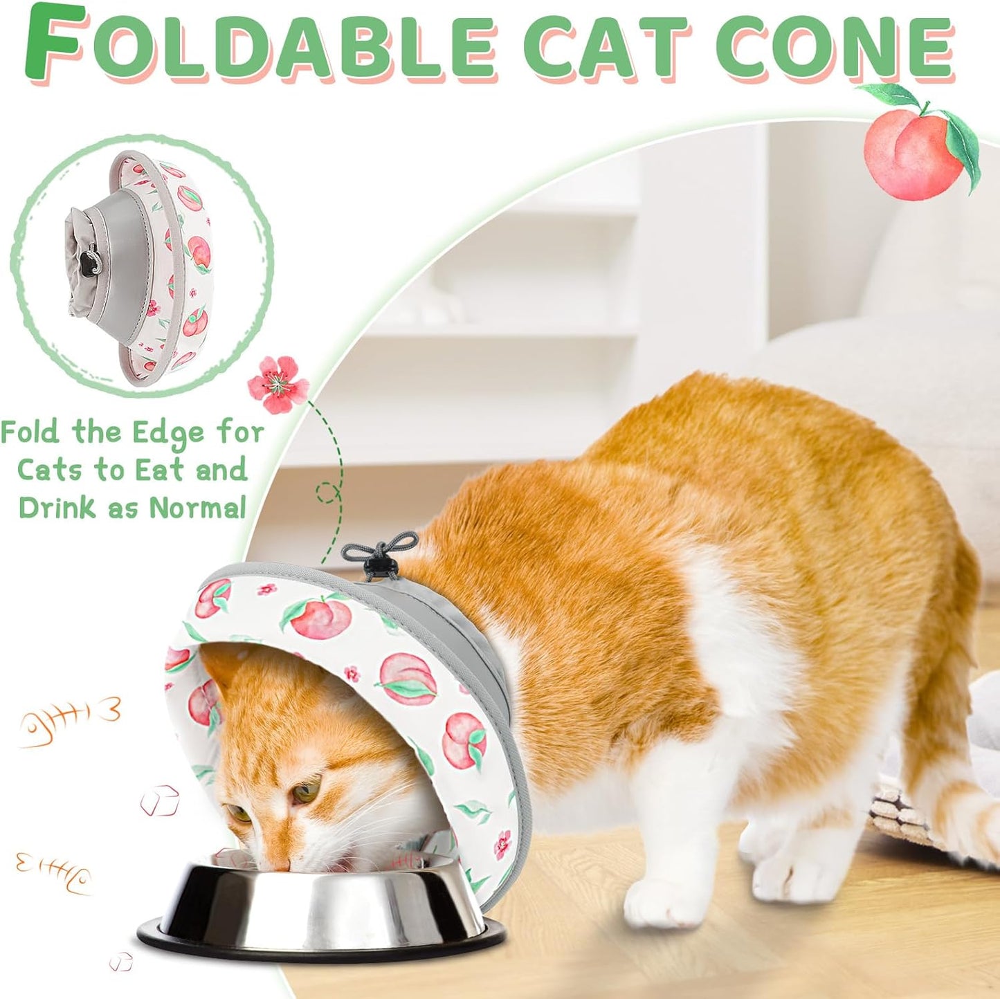 Cat Cone Collar Soft to Stop Licking, Adjustable, Foldable Lightweight Kitten Cones After Surgery Recovery for Cats & Kittens, Cat Cone Alternative (PinkWhite, S)