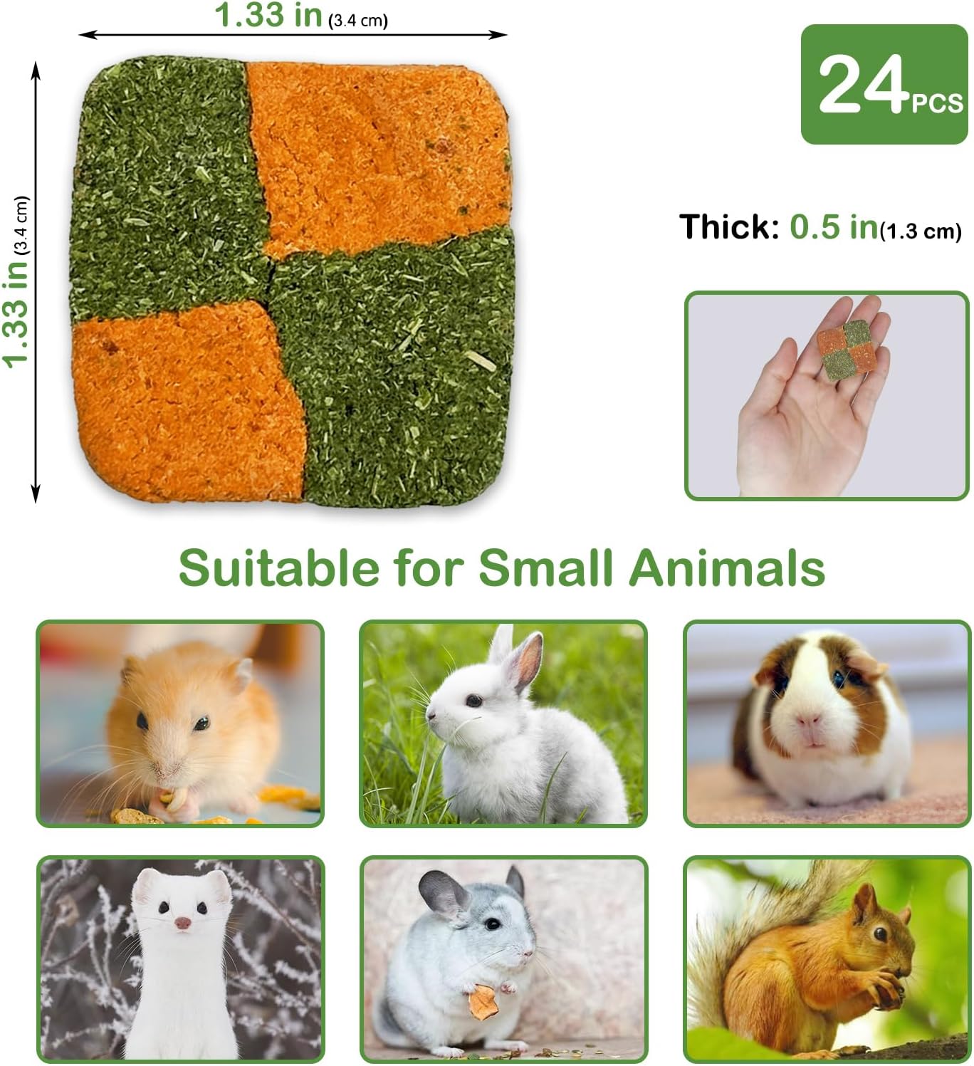 Fhiny 24 PCS Rabbit Chew Toys, Natural Timothy Hay Carrot Biscuit Handmade Bunny Molar Toys for Teeth Small Animal Snacks for Rabbits Guinea Pigs Chinchillas Hamsters Gerbils