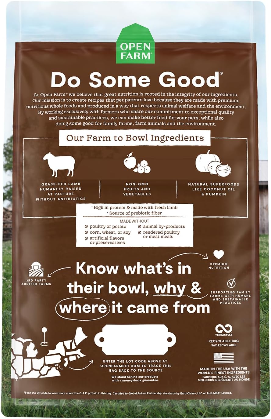 Open Farm Pasture-Raised Lamb Grain-Free Dry Cat Food, Humanely Raised Lamb Recipe with Non-GMO Superfoods and No Artificial Flavors or Preservatives, 2 lbs