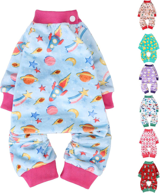 BEAUTYZOO Dog Pajamas Large Sized Dog, Summer Doggie Pajamas for Boy Girl, Soft Strechy Cotton Puppy Pjs Jammies Onesies for Men Women, Pet Jumpsuit Body Suit Cat Apparel Clothes, Blue L