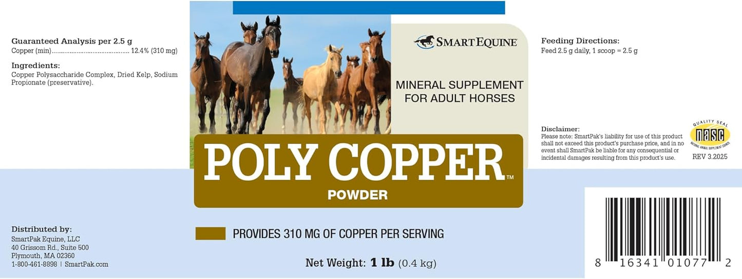 Uckele by SmartEquine Poly Copper | Equine Horse Coat Supplements for Skin | Vitamins & Minerals Supplements for Horses Bones and Metabolism | 1 lb Jar