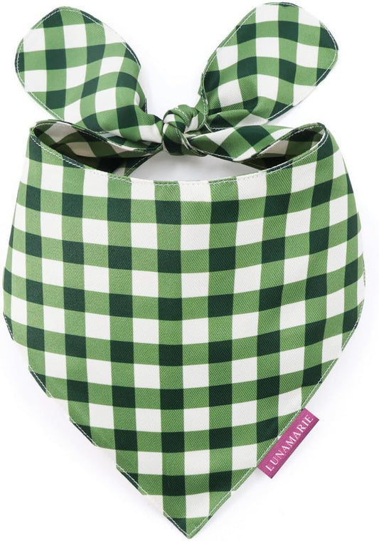 LunaMarie - Luxury Pet Birthday Bandanas -Premium & Silky Poly Fabric | 100% Handmade | Custom Shape Dual Layered (Olive, X-Small)