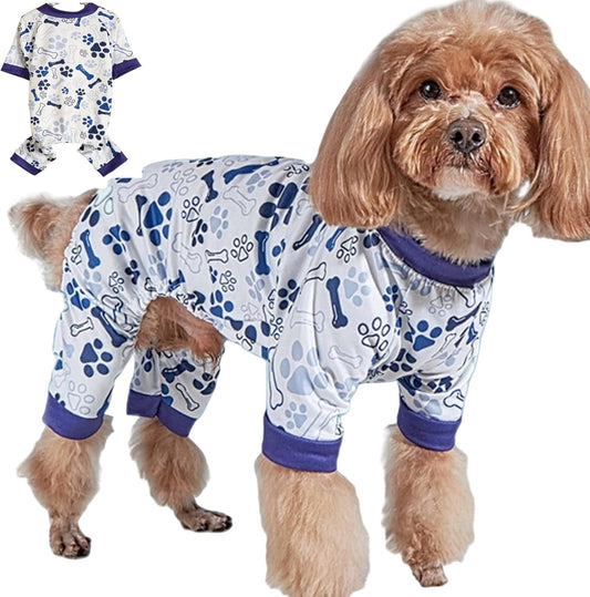 Vet-Approved Dog Pajamas Onesie for Small Medium Dog Clothes - Lightweight Soft Stretchy Puppy Pjs - Certified Hypoallergenic Comfort Anxiety-Reducing (Blue, Medium)