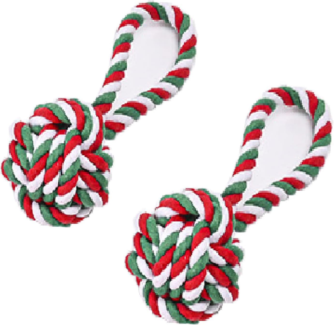 Dog Chew Toys,Dog Toys for Small Dogs and Medium Dogs for Boredom and Stimulating Teeth Cleaning Gum Massage Tug Christmas Dog Ball Rope Toy Set of 2