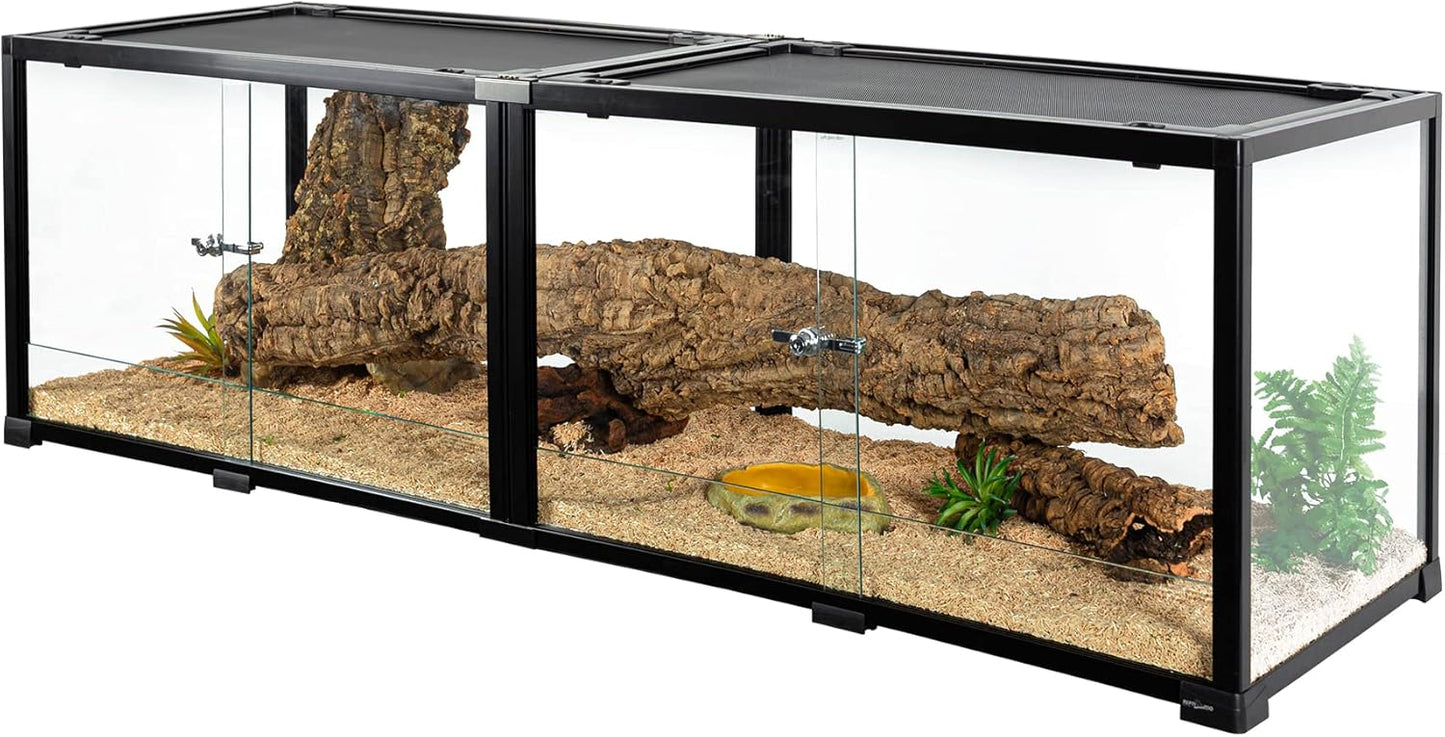 REPTIZOO 84 Gallon Large Reptile Terrarium Extra-Long 60" x 18" x 18" Spliceable Glass Reptile Tank, Double Top Cover Enclosure Habitats
