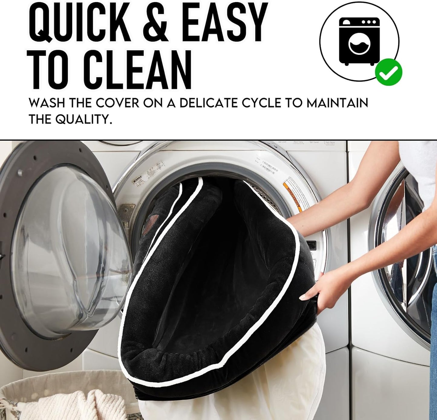 OhGeni Orthopedic Dog Couch Pet Sofa Large Sized Cat Beds with Comfort Foam Support, Soft Comfortable Fabric, Machine Washable Waterproof Removable Cover, 35-Inch (Black)