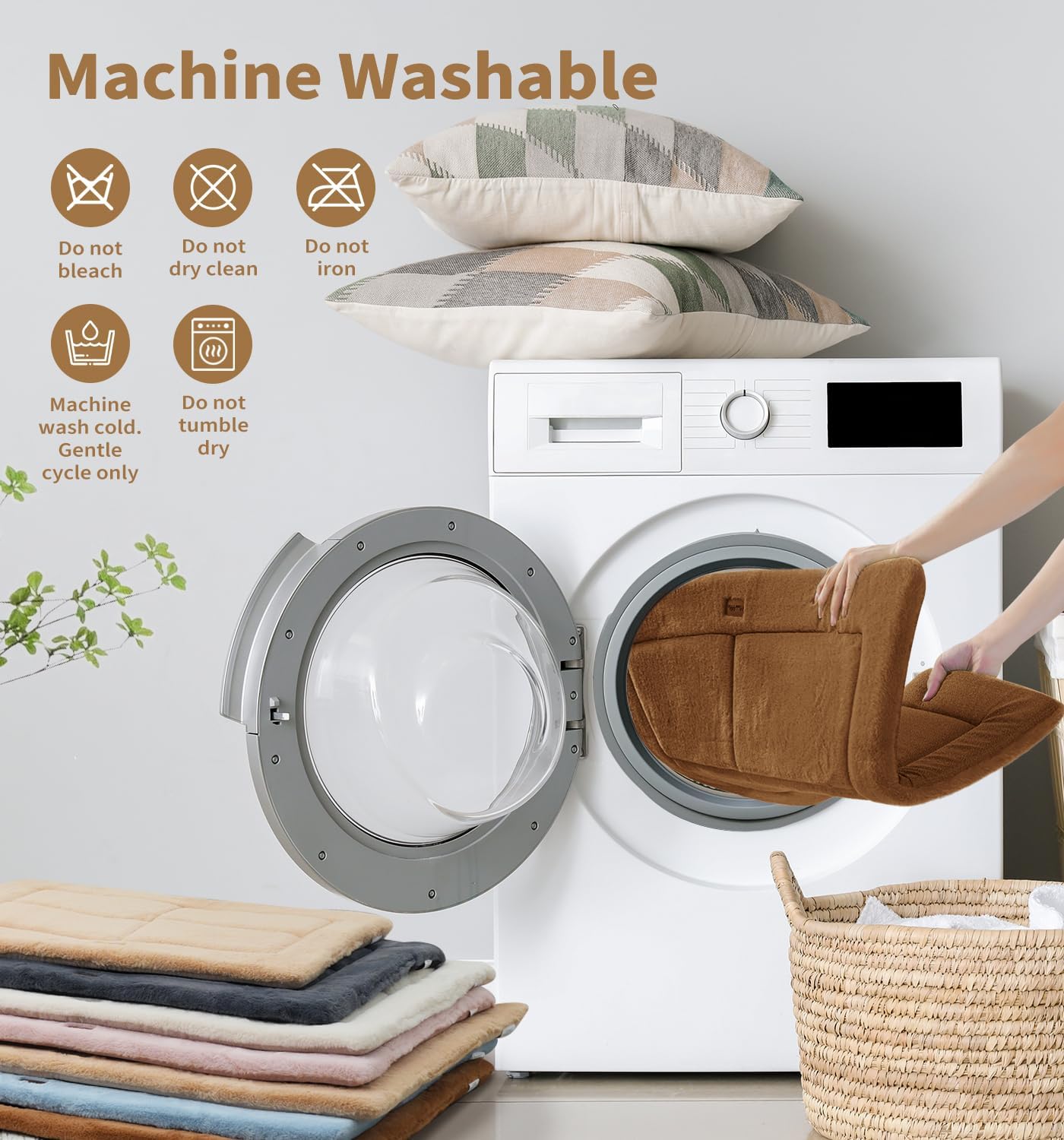 Made4Pets Dog Crate Pad Bed for Extra Large Dogs, Washable & Reversible, Anti-Slip Kennel Mat for Cozy Sleeping, Soft Fluffy Dog Bed for Indoor & Outdoor Use, 48"x30", Brown