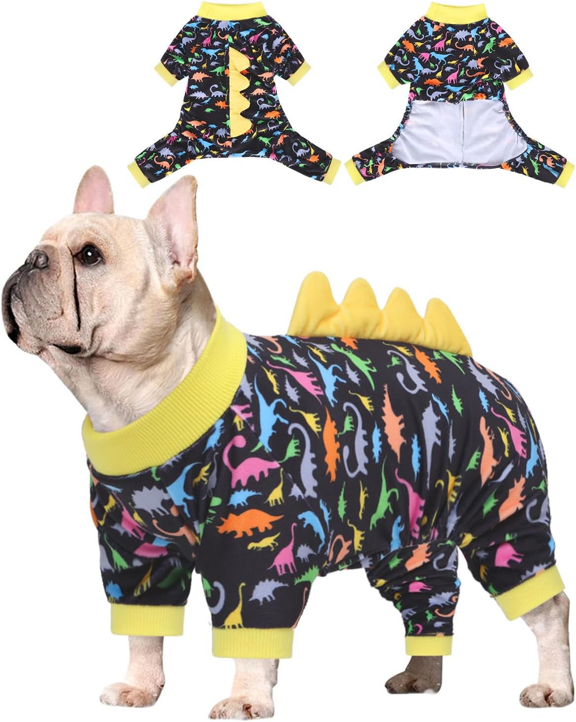 CuteBone Dinosaur Costume Dog Pajamas, Stretchy Spandex Crystal Velvet Sleepwear Coat for Small Dogs, Soft & Warm Pet Outfit Clothes for Cold Weather, Cozy Pullover Design COSP01XS