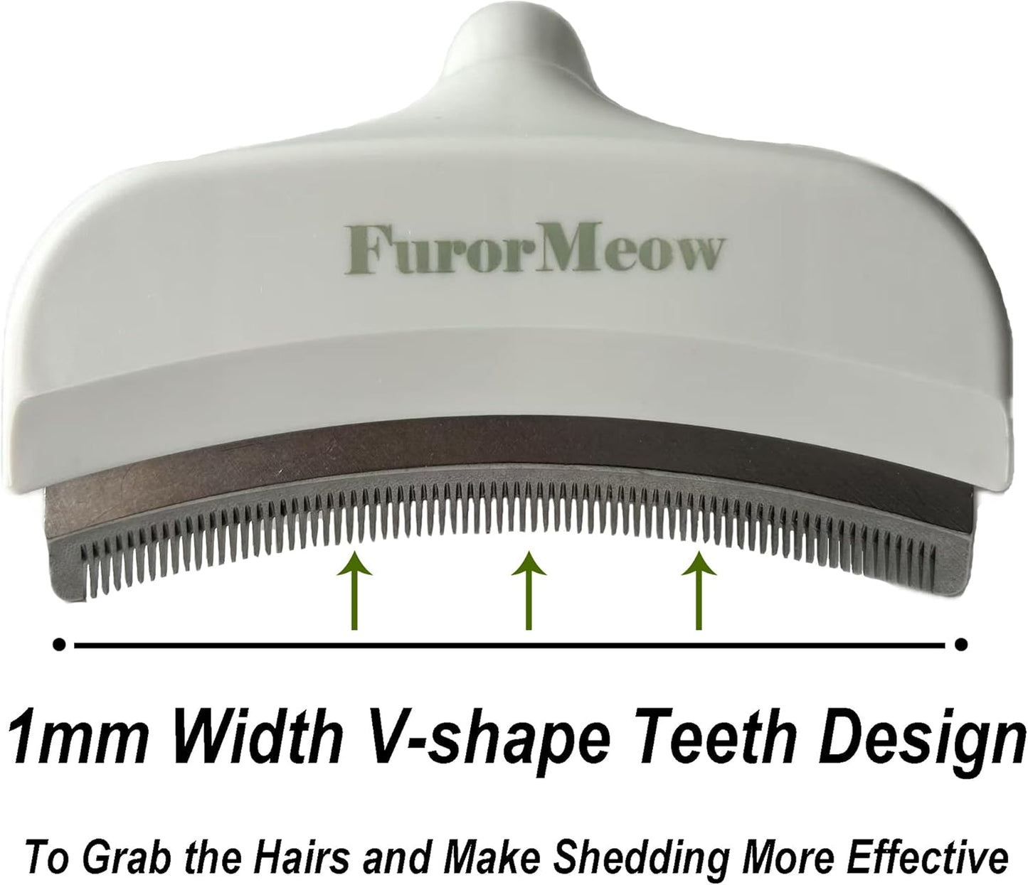 Pet Deshedding Tool with Curve Blade, Cat Grooming Brush, Tight V-shaped Teeth Shedding Comb for Cats and Dogs (White, Large)