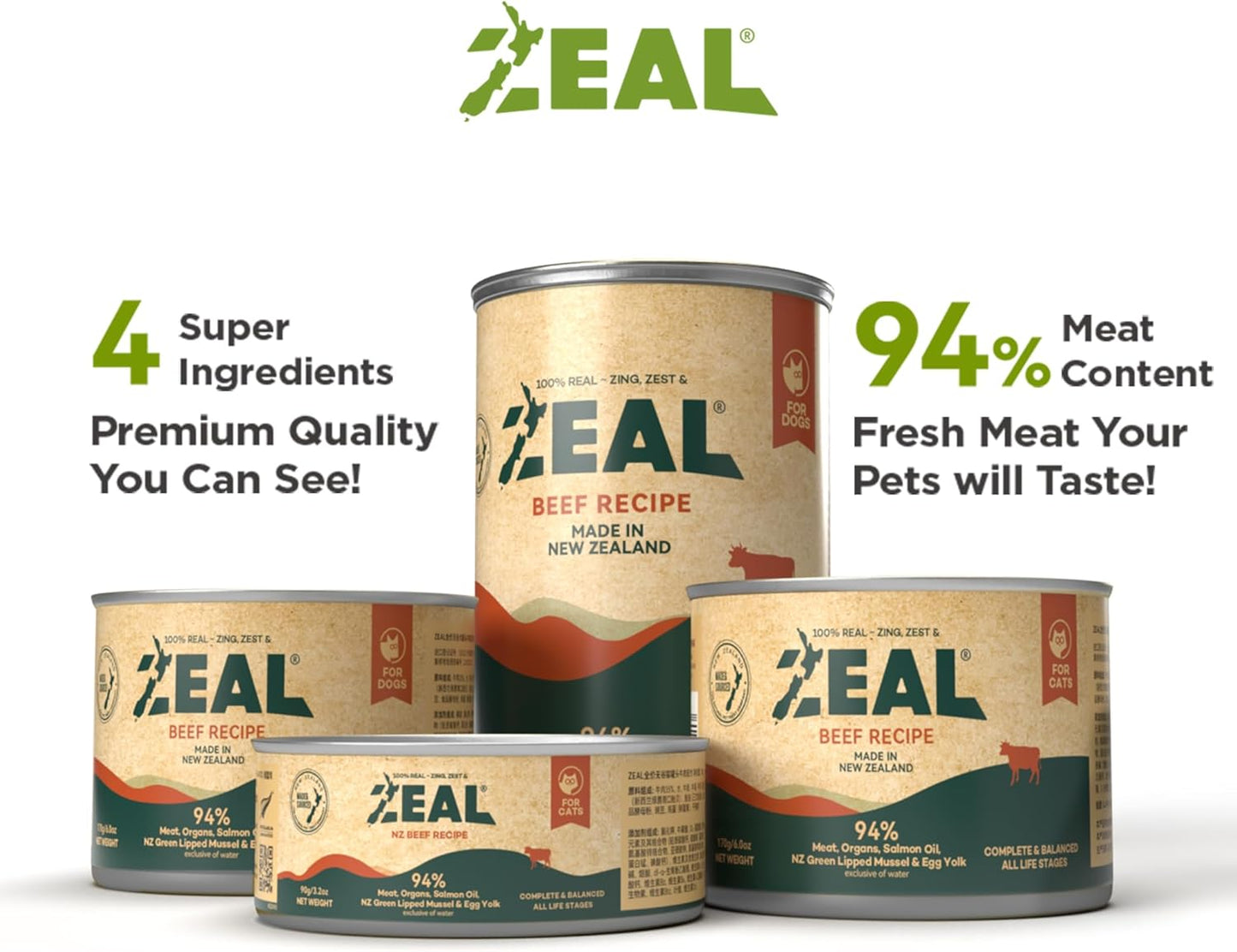 ZEAL New Zealand Wet Cat Food – High Protein, Grain-Free with Superfoods (Chicken, 6oz Can, 12-Pack)