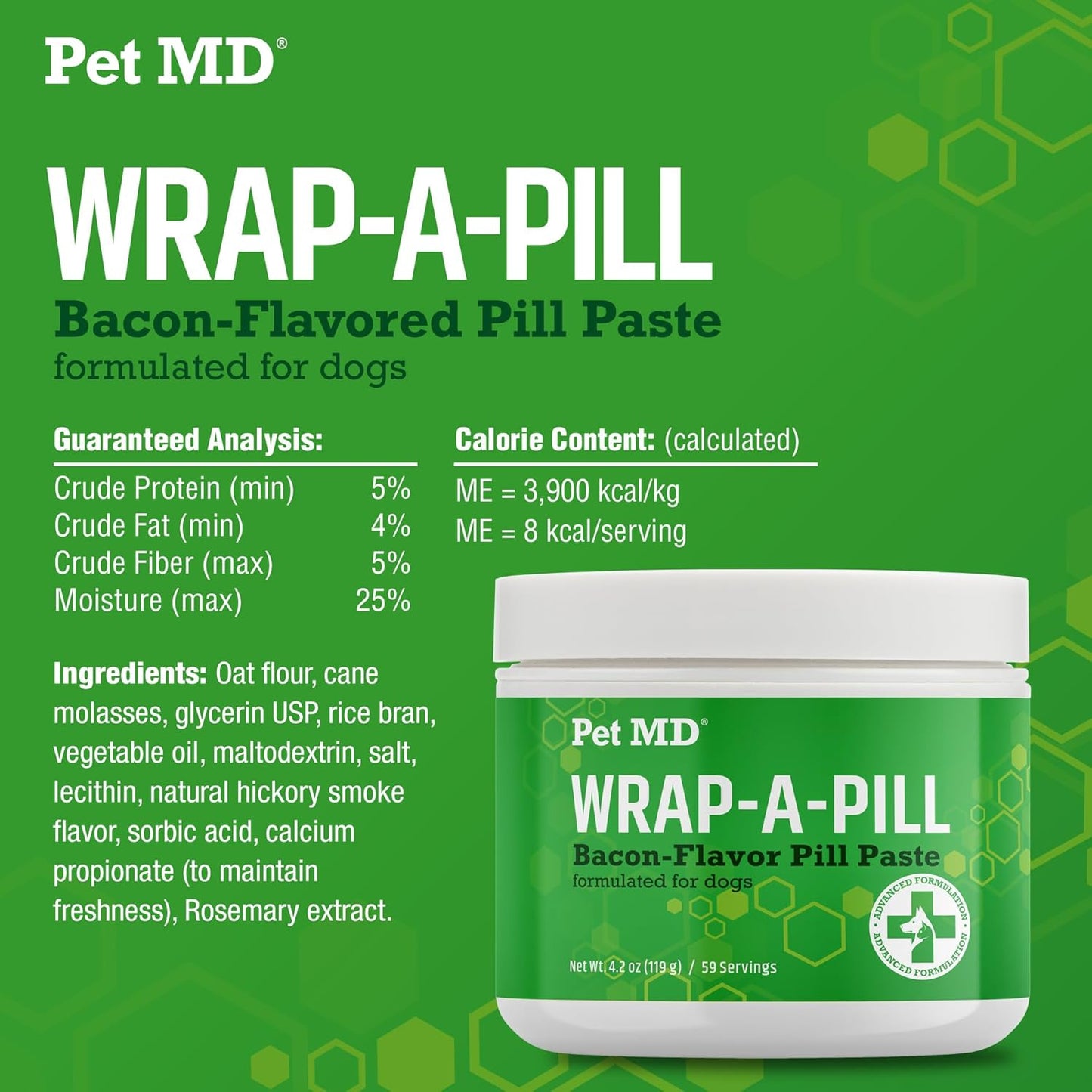 Pet MD Wrap A Pill Bacon Flavor Pill Paste for Dogs - Create a Pocket to Hide Pills and Medication - 59 Servings