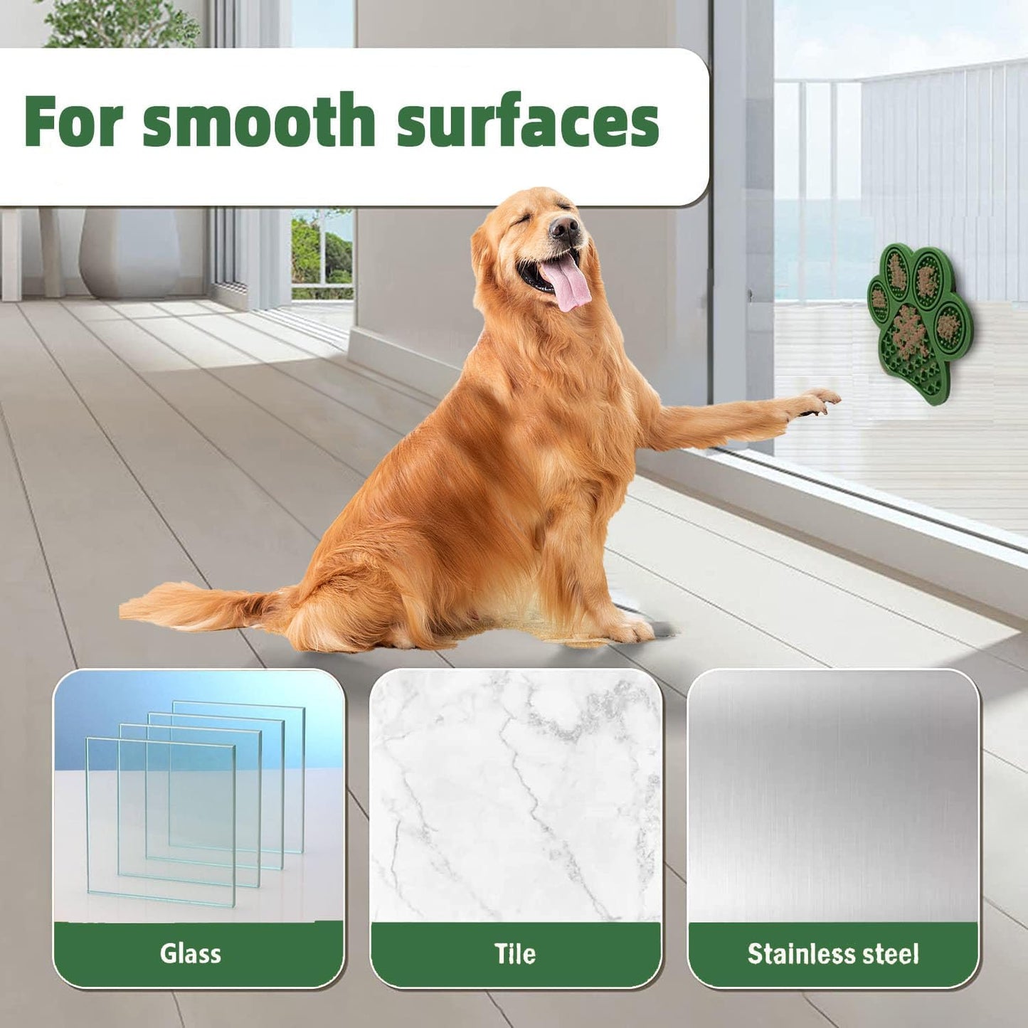 Lick Mat for Dogs and Cats, Premium Lick Pad with Suction Cups,Dog Slow Feeder Dowl Mat for Bathing Grooming Nailing Trimming, Food-Grade, Non-Toxic (Green)