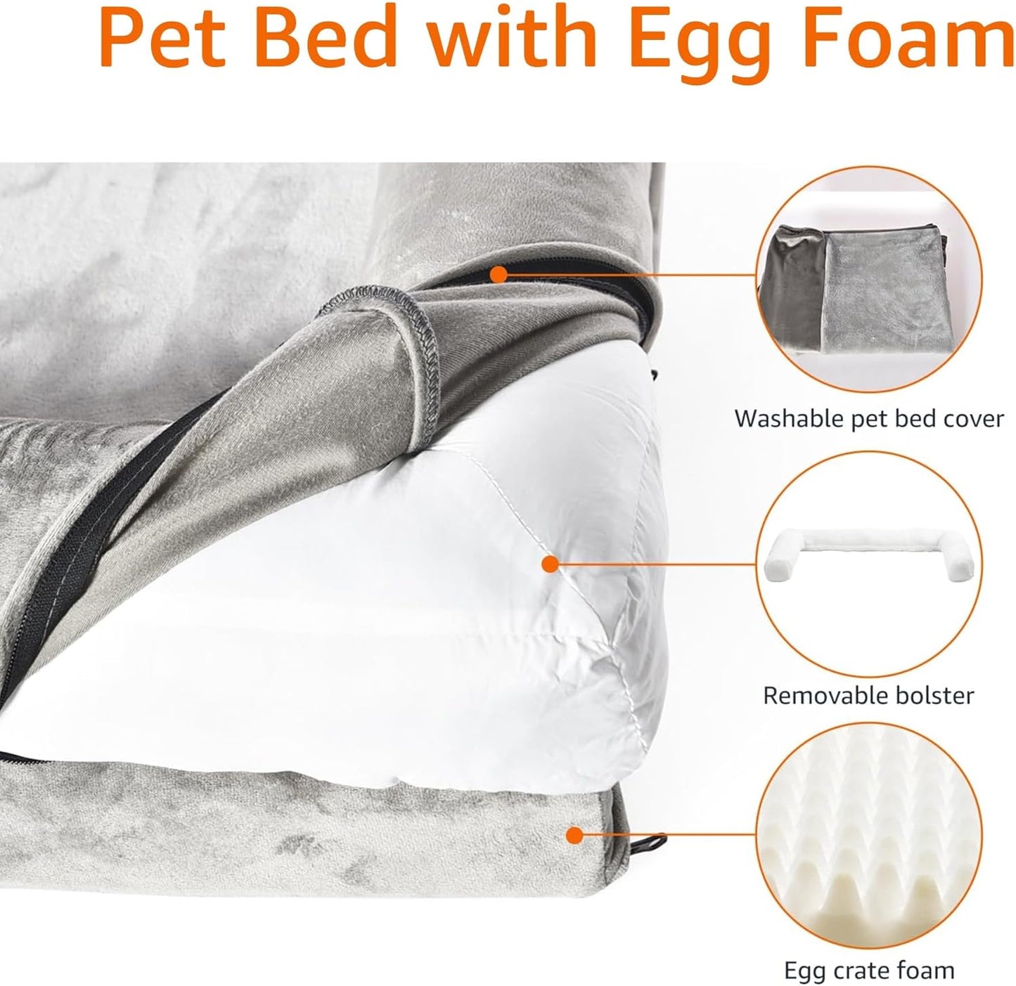 Amazon Basics Dog Bed with Cooling Gel Memory Foam, Pressure-Relief Support for Dogs up to 55lbs, Non-Slip Bottom, Machine Washable Cover, Large Sized (36" x 27"), Brown