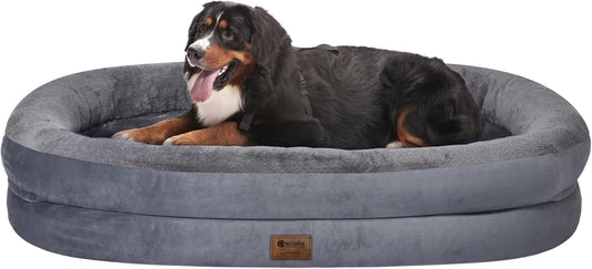 Orthopedic Washable Large Dog Bed: Cooling Dog Bed with Bolsters - Jumbo Bed Waterproof Removable Cover Non-Slip Pet Bed for Extra Large Sized