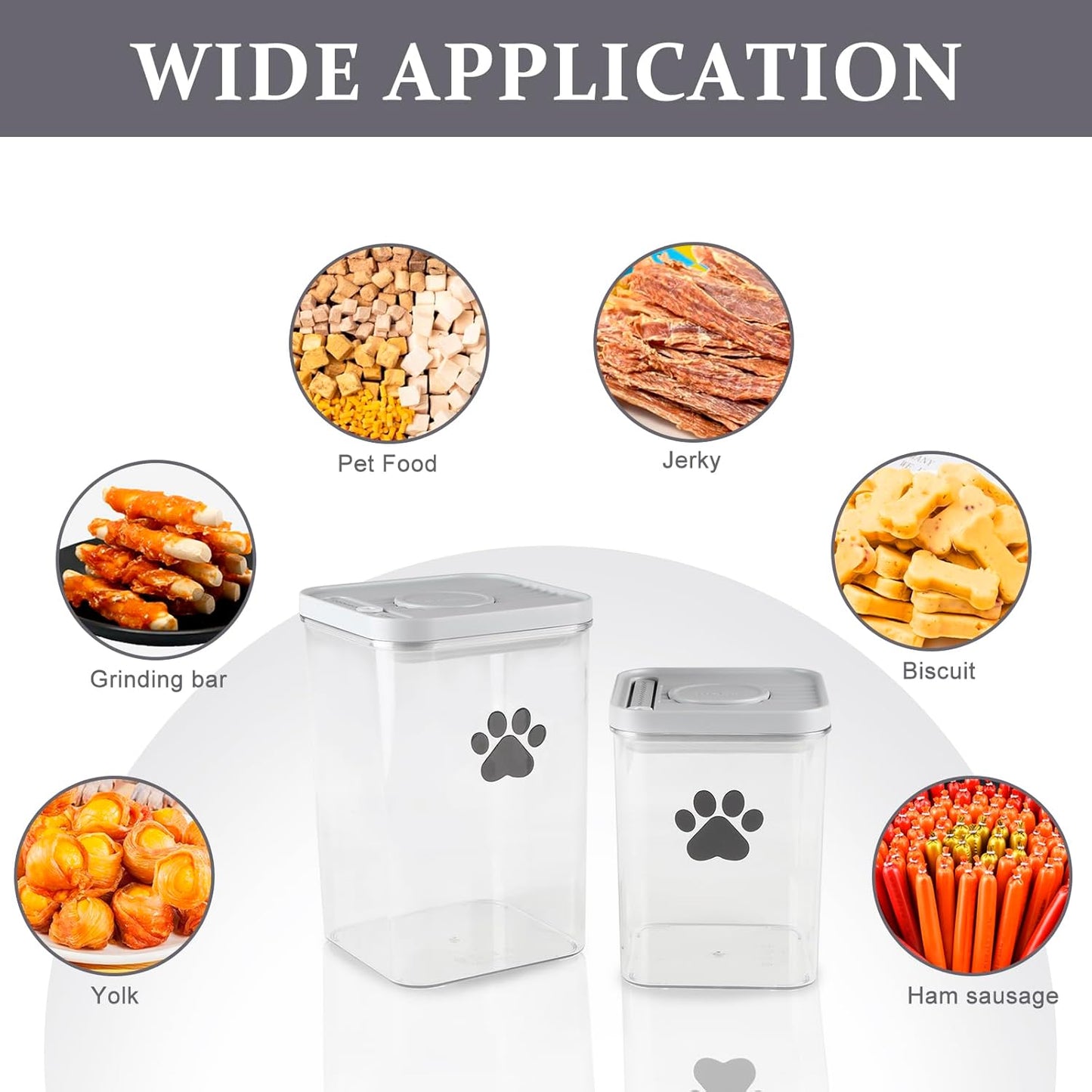 2-Pack Dog Treat Storage Container Set 78oz+48oz | Airtight Pet Treat Canisters for Cats & Dogs, Kitchen Counter Jar, BPA-Free, Dog Cookie Treats Jars with Lid, Keeps Treats Fresh & Crunchy