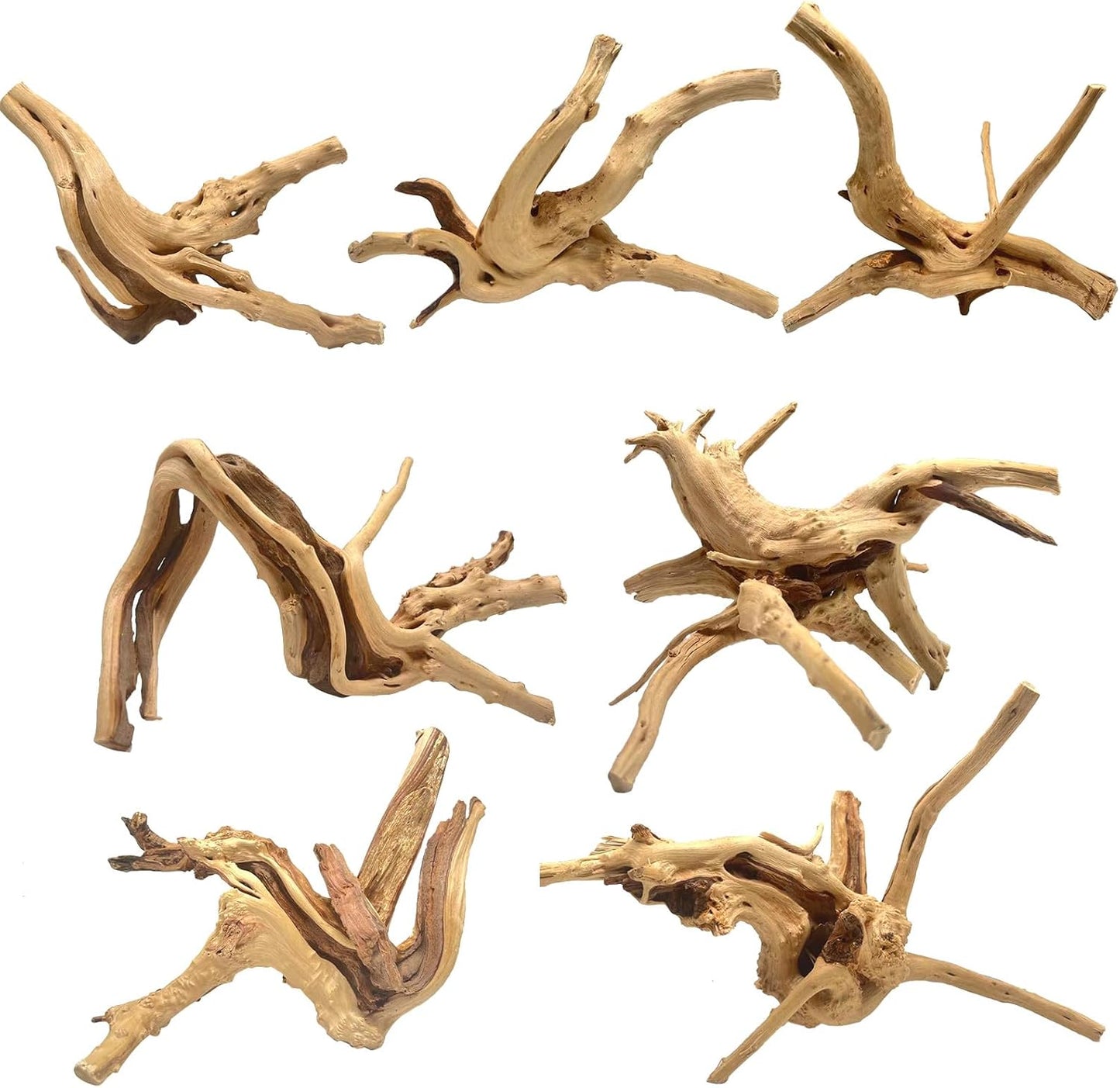 WDEFUN Natural Spiderwood for Aquarium Decor 7-Piece 4''-8'' Long Natural Driftwood Branches for Fish Tank Decorations