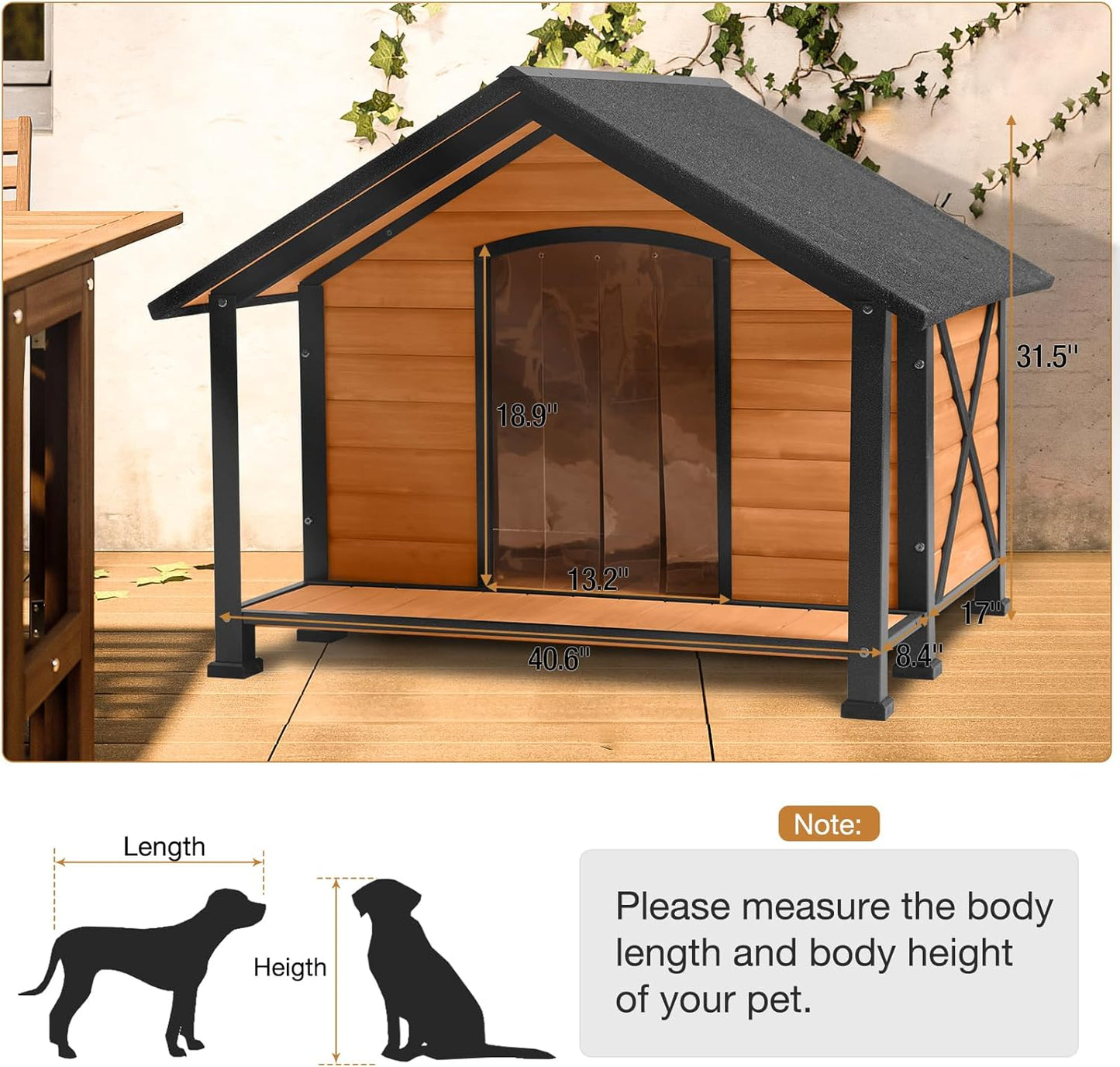 Dog House Outdoor & Indoor, Dog Kennel for Winter, Insulated Puppy Shelter for Small & Medium & Large Dogs,Unique All-Around Iron Frame (Medium)