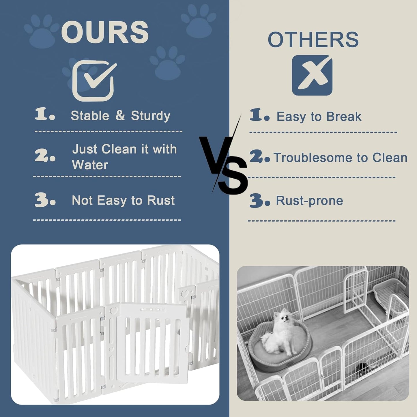 Dog Playpen with Door, DIY Shape Combination Puppy Pen,25.5" H 10-Panel Dog Fence,Non-Slip & Secure Pet Gate, Easy to Assemble