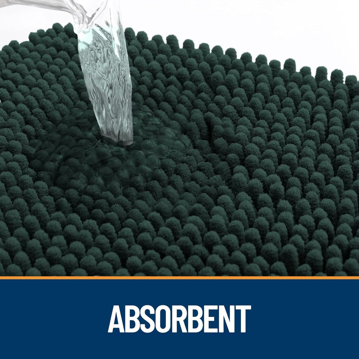 OLANLY Dog Door Mat for Muddy Paws 54x32, Absorbs Moisture and Dirt, Absorbent Non-Slip Washable Doormat, Quick Dry Chenille Mud Mat, Entry Indoor Entryway Carpet for Inside Floor, Blackish Green