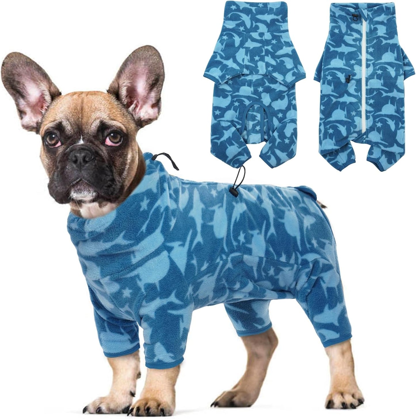 ROZKITCH Dog Shark Outfit, Pet Windproof Warm Cold Weather Jacket Vest with Luminous Zipper, Jumpsuit Apparel Outfit Clothes for Small Medium Large Dog Shark L