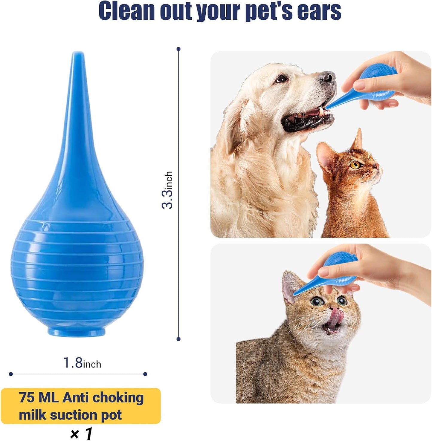 Newborn Puppy Kitten Small Animal Sterile Mucus Extractor Suction Catheter, Animal Kid Puppy Kitten Tube Feeding Kit 8 FR Red Feeding Tubes with 20ml Syringes and Bulb Aspirator