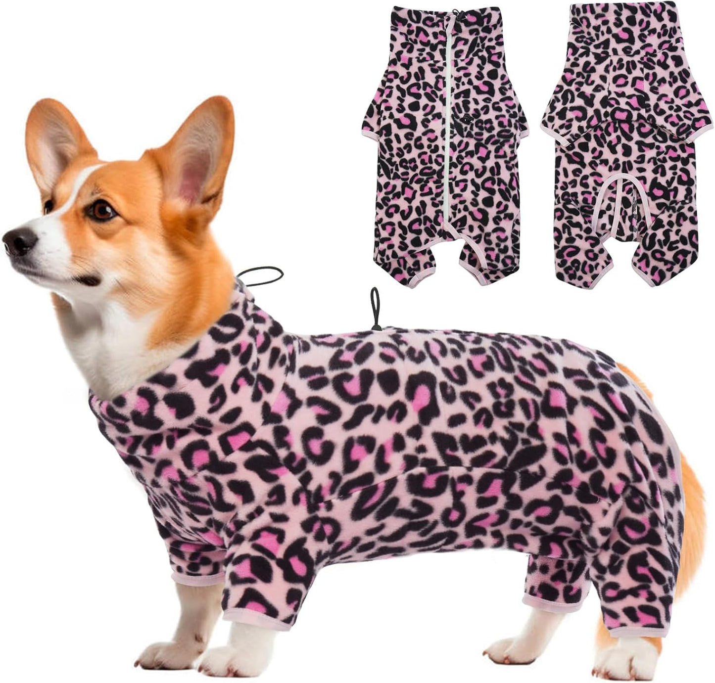 ROZKITCH Dog Warm Pajamas, Pet Windproof Warm Cold Weather Jacket Vest with Luminous Zipper, Jumpsuit Apparel Outfit Clothes for Small Medium Large Dog L-Pink 2XL