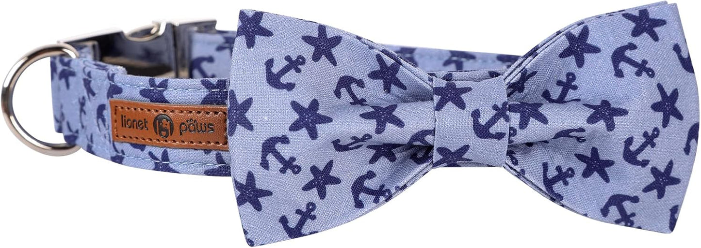 Lionet Paws Dog Collar with Bowtie, Summer Bowtie Collar for Dog,Adjustable Comfortable Dog Collar Gift for Puppy Small Medium Large Dog