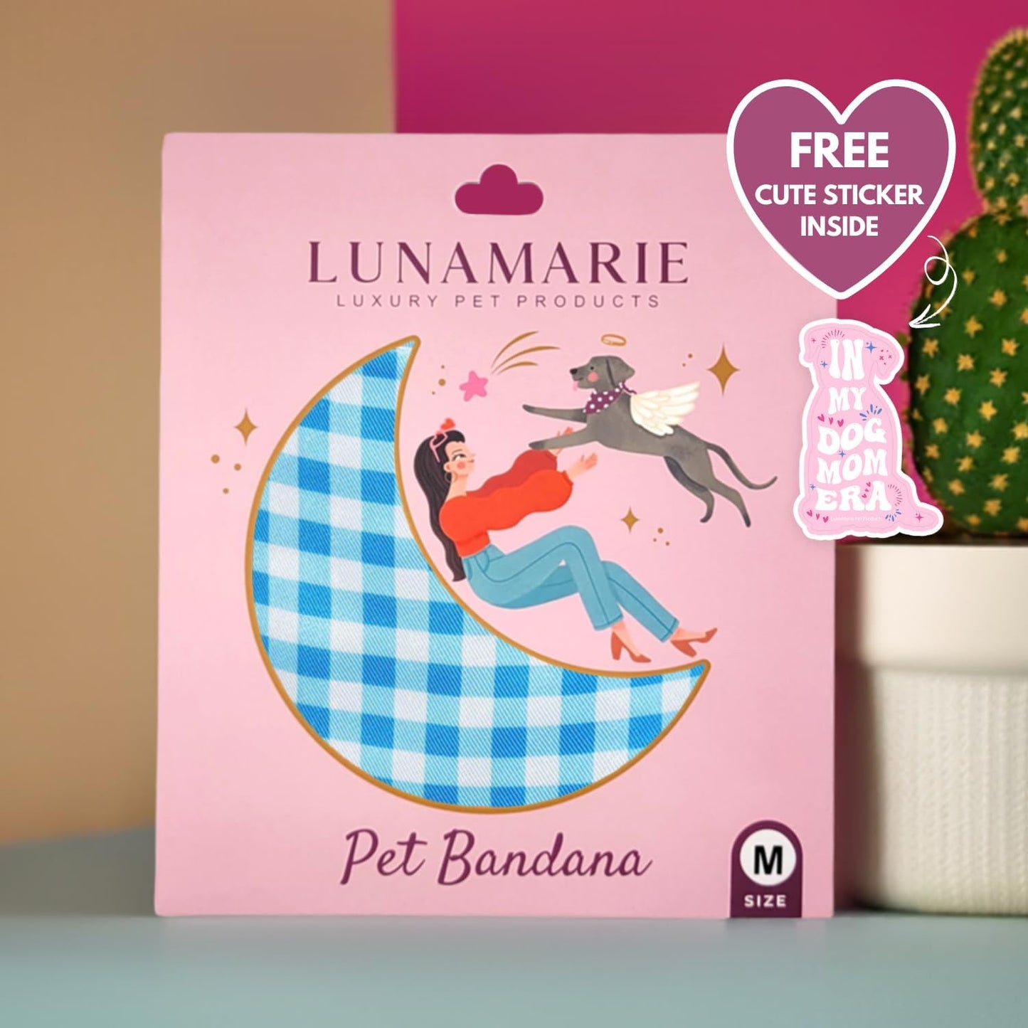 LunaMarie - Luxury Pet Birthday Bandanas -Premium & Silky Poly Fabric | 100% Handmade | Custom Shape Dual Layered (Blue Checkers, X-Small)